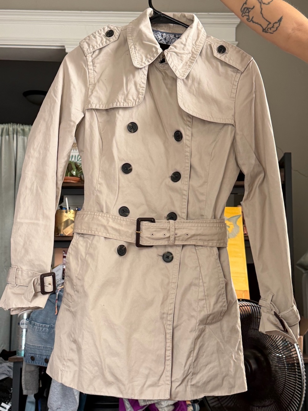 Banana Republic Beige Double Breasted Trench Coat Jacket Size Small